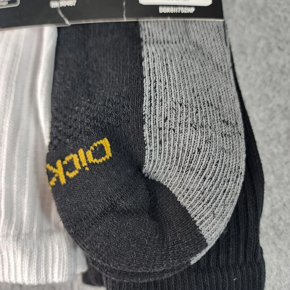 Dickies 6 Pairs Big & Tall Dri-Tech Crew Work Socks Mens 12-15 Black White
